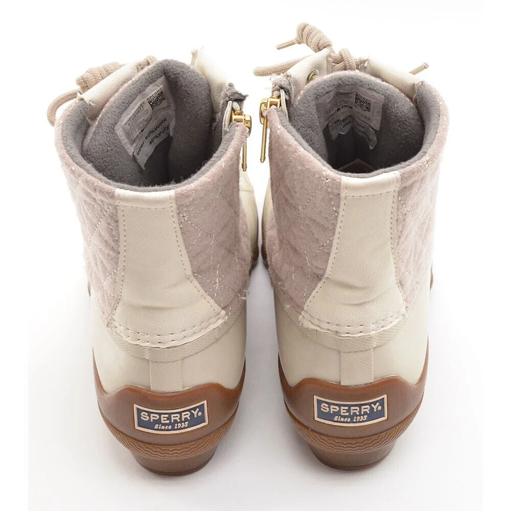 Sperry Syren Gulf Off White Wool Quilt Duck Boot 39 / 8